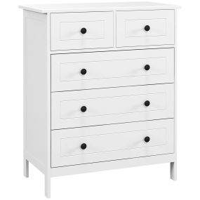 Cajonera blanca de 5 cajones 74x40x91 cm para dormitorio, salón, oficina y estudio estilo moderno
