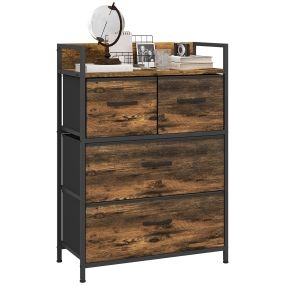 Mueble organizador cajonera de tela con cajones plegables y marco de acero 60x29x85 cm marrón rústico