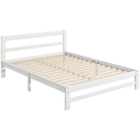 Marco de cama de madera blanco 195x141 cm para colchón 135x190 cm carga 300 kg