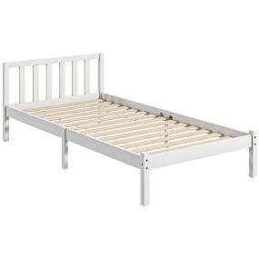 Marco de cama de madera con cabecera para colchón 90x190 cm blanco 198x96x70 cm carga 120 kg