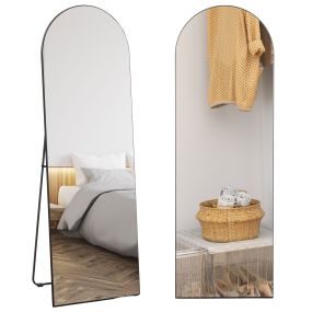 Espejo de pie cuerpo entero arqueado 150x50 cm sin marco negro para dormitorio y salón