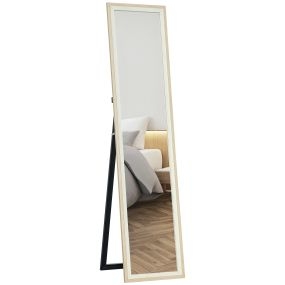 Espejo de pie cuerpo entero 157x37 cm marco bicolor natural claro y blanco