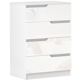 Cómoda de dormitorio moderna con 4 cajones y anti-vuelco 60x40x85 cm blanco
