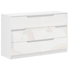 Cómoda con 6 Cajones Cómoda de Dormitorio Moderno con Anti-vuelco Cajonera para Salón Pasillo 120x40x75 cm Blanco