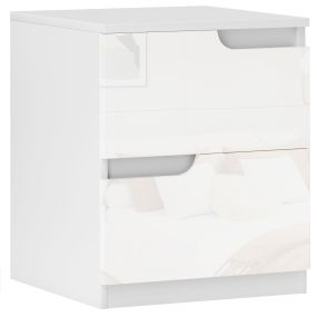 Mesita de noche moderna con cajones frontal blanco brillante 40x40x48 cm blanca