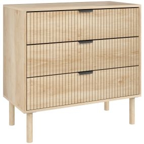 Cómoda nórdica de 3 cajones con sistema antivuelco roble 80x40x77,5 cm