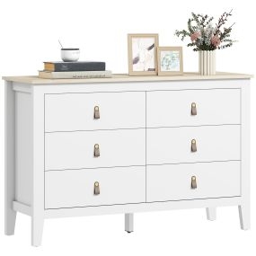 Cómoda de 6 cajones con tiradores de PU 120x40x78 cm blanco
