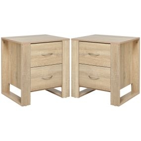 Conjunto de 2 mesitas de noche con cajones estilo moderno 48x39x54 cm natural