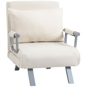 Sofá cama 1 plaza 2 en 1 tapizado en ante sintético crema 65x69x80 cm