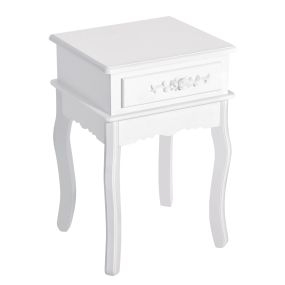 Mesita de noche de madera con 1 cajón 40x35x60 cm blanco estilo moderno