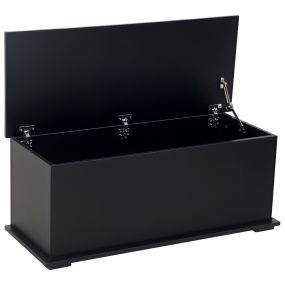 Baúl de almacenaje banco con bisagra de seguridad estilo moderno 100x40x40 cm negro