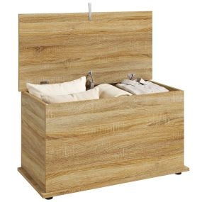 Baúl de almacenaje 102 L banco zapatero con bisagra de seguridad 80x40x45 cm roble