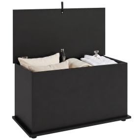 Baúl de almacenaje 102L banco zapatero con bisagra de seguridad 80x40x45 cm negro
