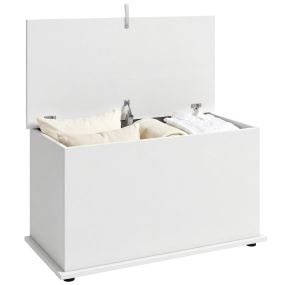Baúl de almacenaje 102 L banco zapatero con bisagra de seguridad 80x40x45 cm blanco