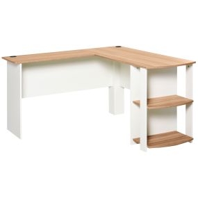 Mesa de ordenador esquinera en L con estantes 136x130x72 cm de madera