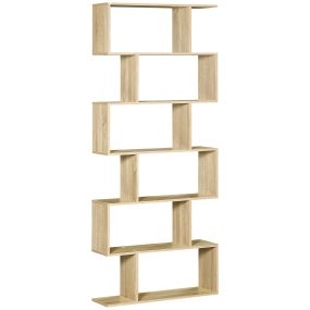 Librería de 6 niveles 80x23x192 cm roble para salón dormitorio estudio y oficina