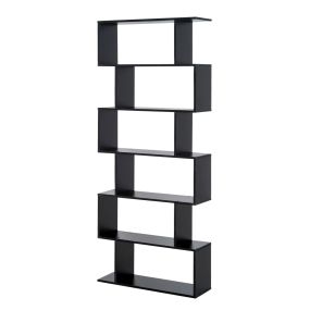 Librería de 6 niveles 80x23x192 cm negra para salón dormitorio estudio y oficina