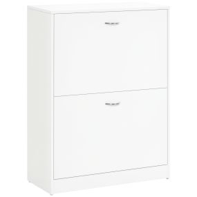 Zapatero moderno de entrada estrecho con 2 cajones y estantes ajustables 60x24x80 cm blanco
