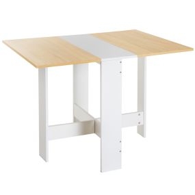 Mesa de comedor plegable con alas abatibles 103x76x73,5 cm blanco y natural