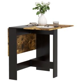 Mesa de comedor plegable con alas abatibles 103x76x73,5 cm negro y marrón rústico