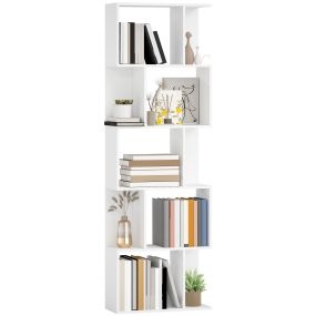 Librería de 5 niveles en forma de S con 10 estantes, 60x24x184,5 cm, blanco