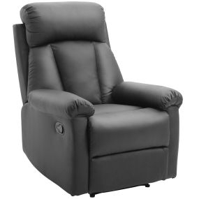Sillón relax reclinable 150° tapizado en PU con reposapiés retráctil respaldo alto negro