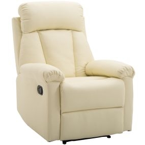 Sillón relax reclinable 150° tapizado en PU con reposapiés retráctil blanco 80x97x107 cm