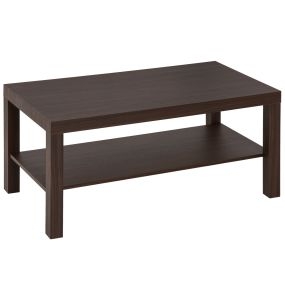 Mesa de centro moderna con 2 estantes de almacenamiento 90x45x44,5 cm nogal