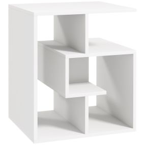 Mesa auxiliar blanca con estantes de almacenamiento 45x40x55 cm