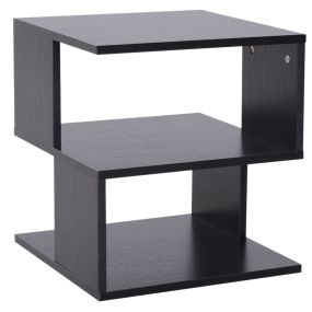Mesa auxiliar cuadrada de 3 niveles con 3 estantes abiertos, 40x40x43 cm, negro