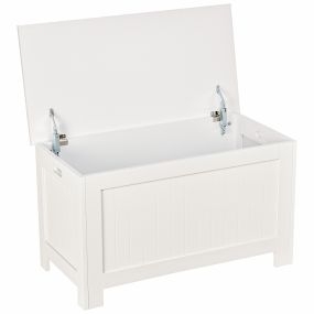 Baúl de almacenaje con tapa y bisagra de seguridad 81x40x46 cm blanco