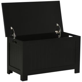 Baúl de almacenaje con tapa y bisagra de seguridad 81x40x46 cm negro