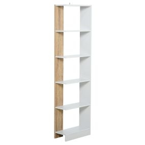 Estantería de almacenaje de 5 estantes para estudio u oficina 45x21x170 cm blanco y roble