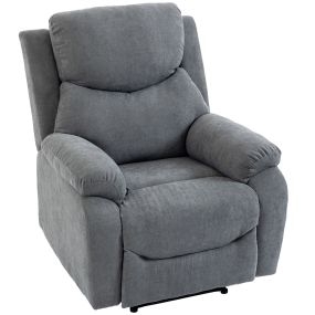 Sillón relax reclinable manual tapizado en tela aspecto lino con reposapiés y reposabrazos