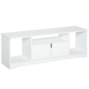 Mueble de TV moderno blanco 120x30x41 cm para televisor hasta 42" con armario y 3 compartimentos abiertos