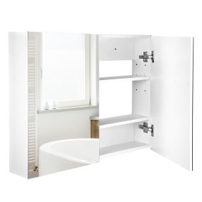 Armario de baño con espejo 2 puertas 3 estantes interiores estilo moderno 80x15x60 cm lila claro