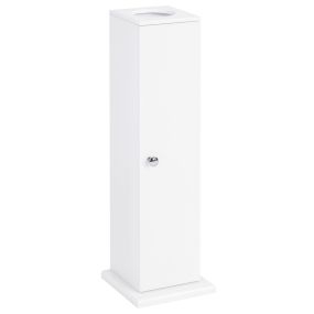 Armario de baño estrecho con orificio para papel higiénico y estantes 19,5x19,5x65 cm blanco