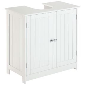 Mueble bajo lavabo con 2 puertas y estante ajustable, 60x30x60 cm, blanco