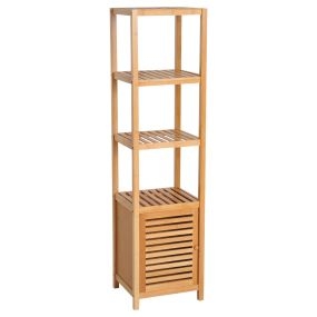Estantería de baño de bambú con 1 puerta y 4 estantes 33x36,5x140 cm natural
