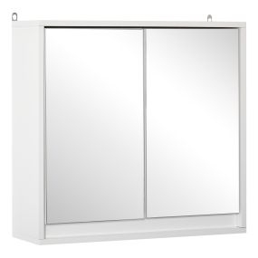 Armario de baño con espejo 2 puertas y estante ajustable 48x14,5x45 cm blanco