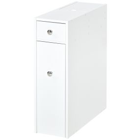 Armario auxiliar de baño estrecho con 2 cajones y compartimiento superior blanco 17x48x58 cm