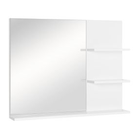 Espejo de baño de pared con 3 estantes 60x10x48 cm blanco