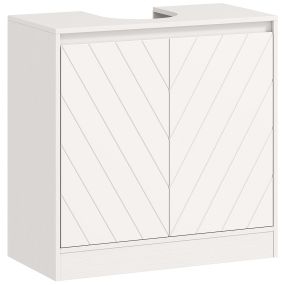 Mueble bajo lavabo de baño vintage con 2 puertas y estante ajustable, 60x30x59,8 cm, blanco