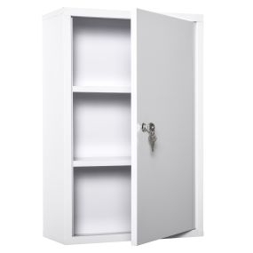 Armario botiquín de pared de metal blanco con 3 estantes y cerradura 40x18x60 cm