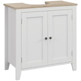 Mueble bajo lavabo de baño con 2 puertas y estante ajustable 60x30x60 cm blanco