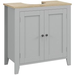 Mueble bajo lavabo de baño con 2 puertas y estante ajustable 60x30x60 cm gris