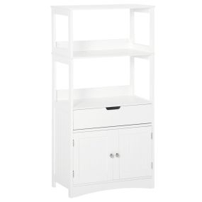 Armario de baño blanco con 3 estantes, cajón y 2 puertas 60x33x122,5 cm
