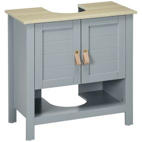 Armario bajo lavabo compacto con 2 puertas y estante ajustable 60x30x60 cm gris