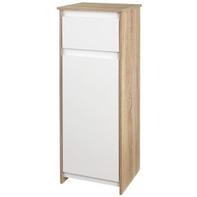 Armario auxiliar de baño con 1 cajón y 1 puerta 32,6x30x90 cm blanco y natural