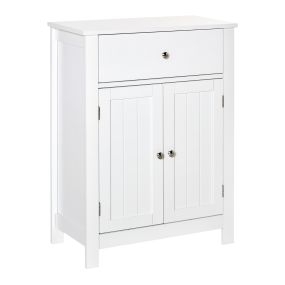 Armario de baño con 1 cajón, 2 puertas y estante ajustable 60x30x80 cm blanco